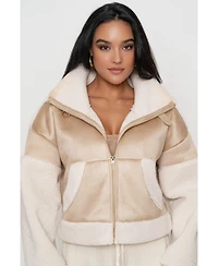 Jluxlabel Women's Suede And Sherpa Jacket