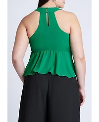 Eloquii Women's Plus Size Halter Top With Peplum