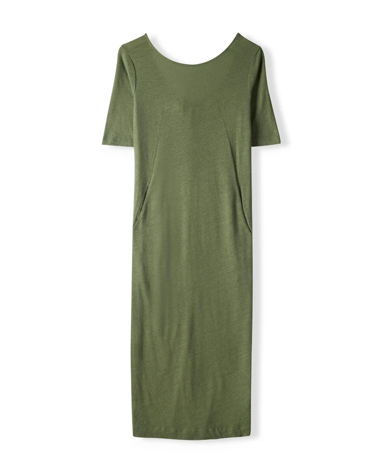 Celtic & Co. Women's Linen Blend Button Back Midi Dress