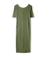 Celtic & Co. Women's Linen Blend Button Back Midi Dress