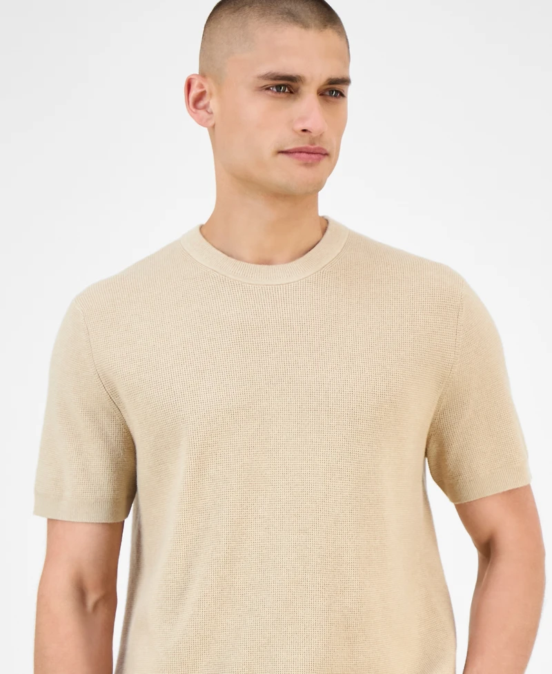 Alfani Men's Short Sleeve Waffle Knit Sweater, Exclusively at Macy's