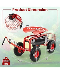 Extendable Handle Garden Cart Rolling Wagon Scooter