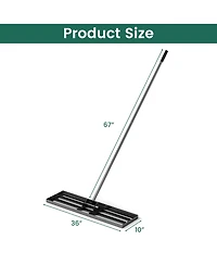 36 x 10 Inch Lawn Leveling Rake with Ergonomic Handle