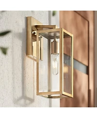 John Timberland Modern Outdoor Wall Light Fixture Soft Gold 14 1/4" Clear Glass for Exterior Barn Deck House Home Porch Yard Patio