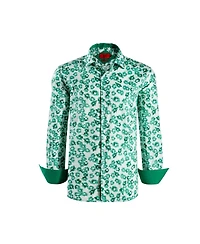 Elie Balleh Big Boys Green Slim Fit Floral Sport Button-Down Shirt