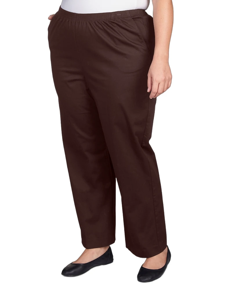 Alfred Dunner Plus Mid-Rise Straight Leg Short Length Casual Pants