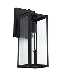 John Timberland Titan Modern Outdoor Wall Light Fixtures Set of 2 Mystic Black Dusk to Dawn 14" Clear Glass for Post Exterior Barn Deck