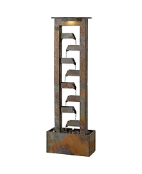Zigzag Zen 49" Slate Stone Waterfall Fountain with Light - John Timberland