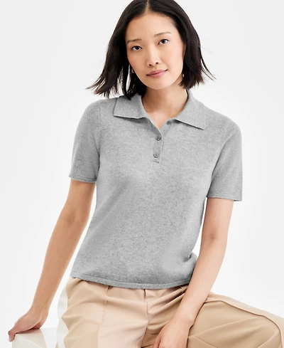 Charter Club Women's 100% Cashmere Short-Sleeve Polo Sweater, Macy's Exclusive