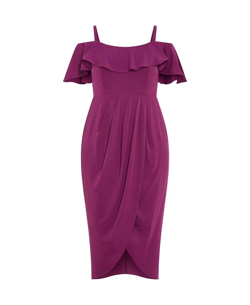 City Chic Plus Flirtation Drape Midi Dress
