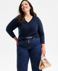 Charter Club Plus 100% Cashmere V-Neck Sweater