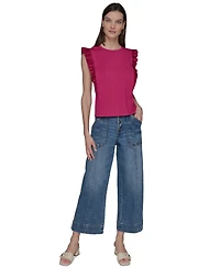 Karl Lagerfeld Paris Women's Ruffle-Sleeve Knit Top