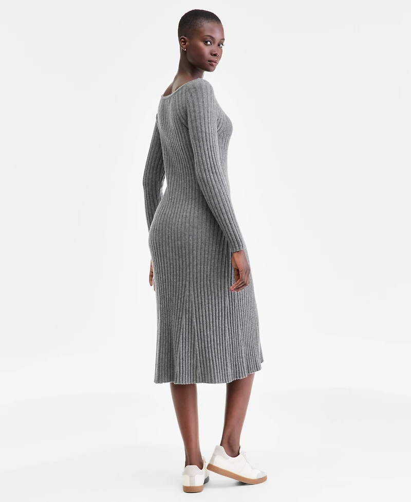 Charter Club Women's 100% Cashmere Ribbed Midi Sweater Dress, Macy's Exclusive