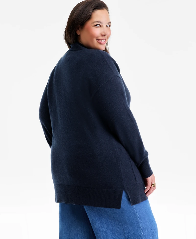 Charter Club Plus 100% Cashmere Button-Front Cardigan, Macy's Exclusive