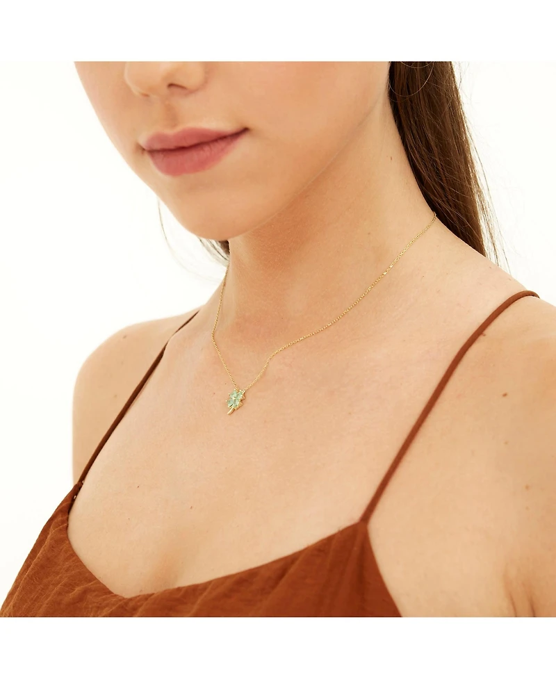Spero London Four Leaf Clover Sterling Silver Necklace - Green