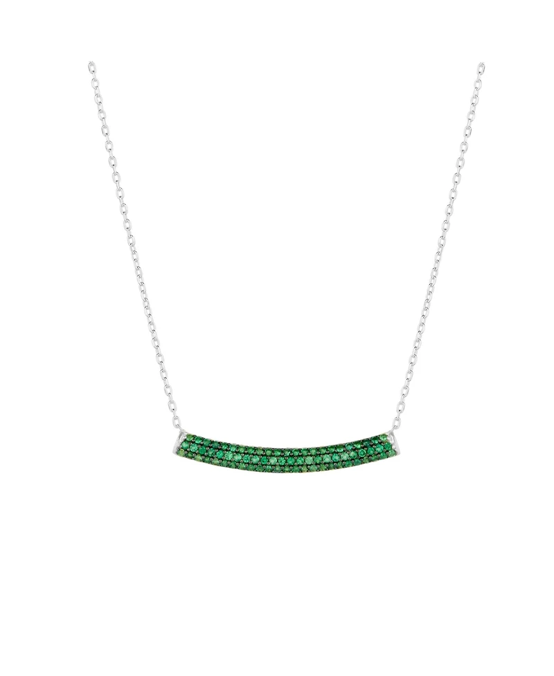 Spero London Sterling Silver Concave Bar Necklace - Green