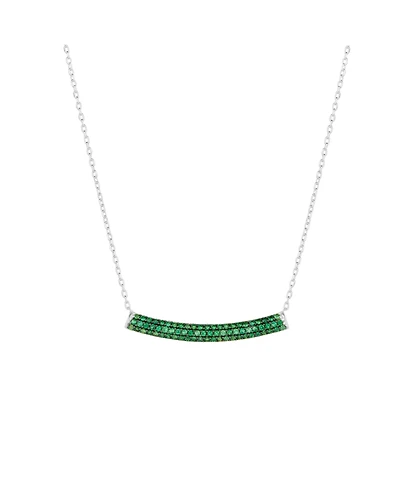 Spero London Sterling Silver Concave Bar Necklace - Green