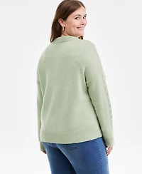 Charter Club Plus 100% Cashmere Drop-Shoulder Sweater, Macy's Exclusive