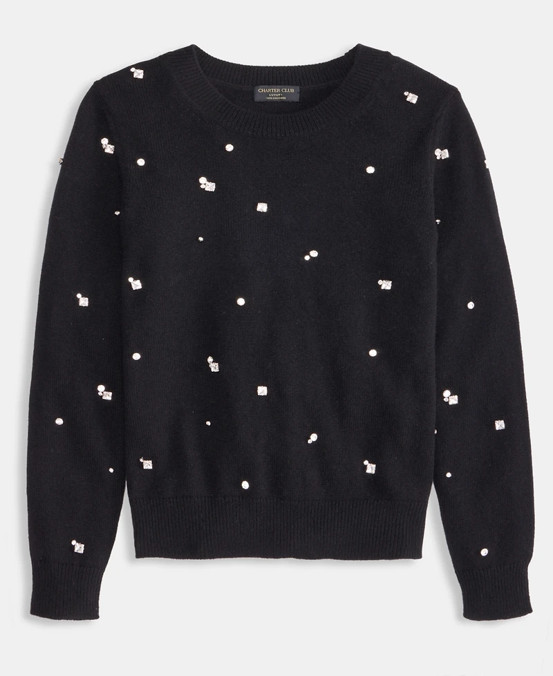 Charter Club Women's 100% Cashmere Embellished Chunky Crewneck Sweaters, Macy's Exclusive