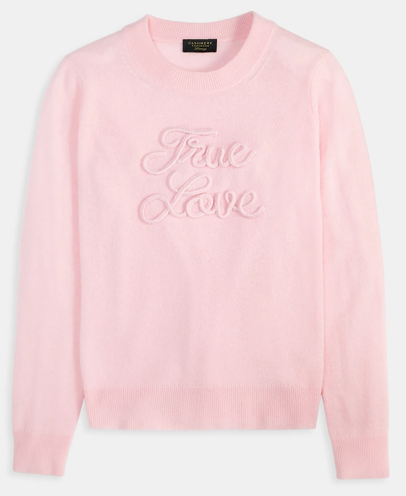 Charter Club Women's 100% Cashmere Love Embroidered Sweater, Macy's Exclusive