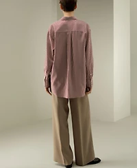 Lilysilk Women's Ancora Red Oversized Striped Shirt