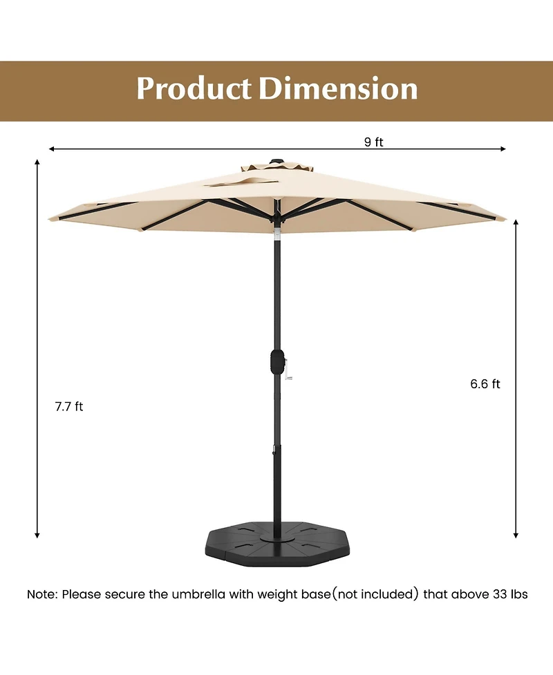9 Ft Outdoor Market Patio Table Umbrella Push Button Tilt Crank Lift