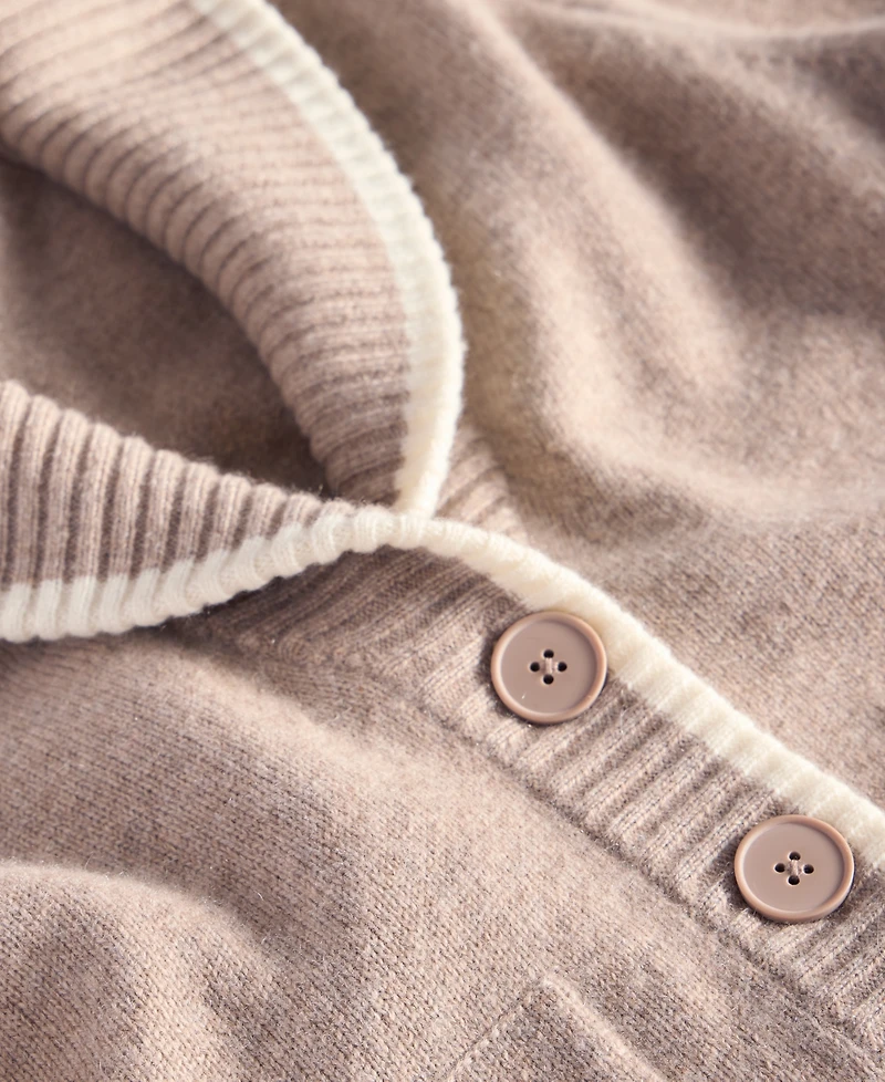 Charter Club Women's 100% Cashmere Tipped Shawl-Collar Boyfriend Cardigan, Macy's Exclusive