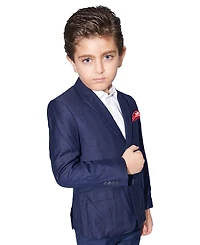 Elie Balleh Boys Navy Slim Fit Windowpane Jacket