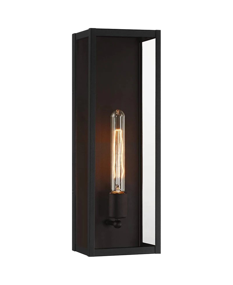 Cornell 18" High Modern Industrial Outdoor Wall Light Fixture Mount Porch House Exterior Outside Box Edison Bulb Sand Black Clear Glass Shade Fro