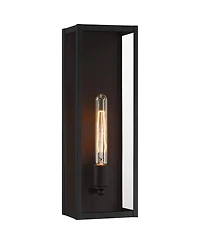 Cornell 18" High Modern Industrial Outdoor Wall Light Fixture Mount Porch House Exterior Outside Box Edison Bulb Sand Black Clear Glass Shade Fro