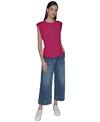 Karl Lagerfeld Paris Women's Studded C'est La Vie Top