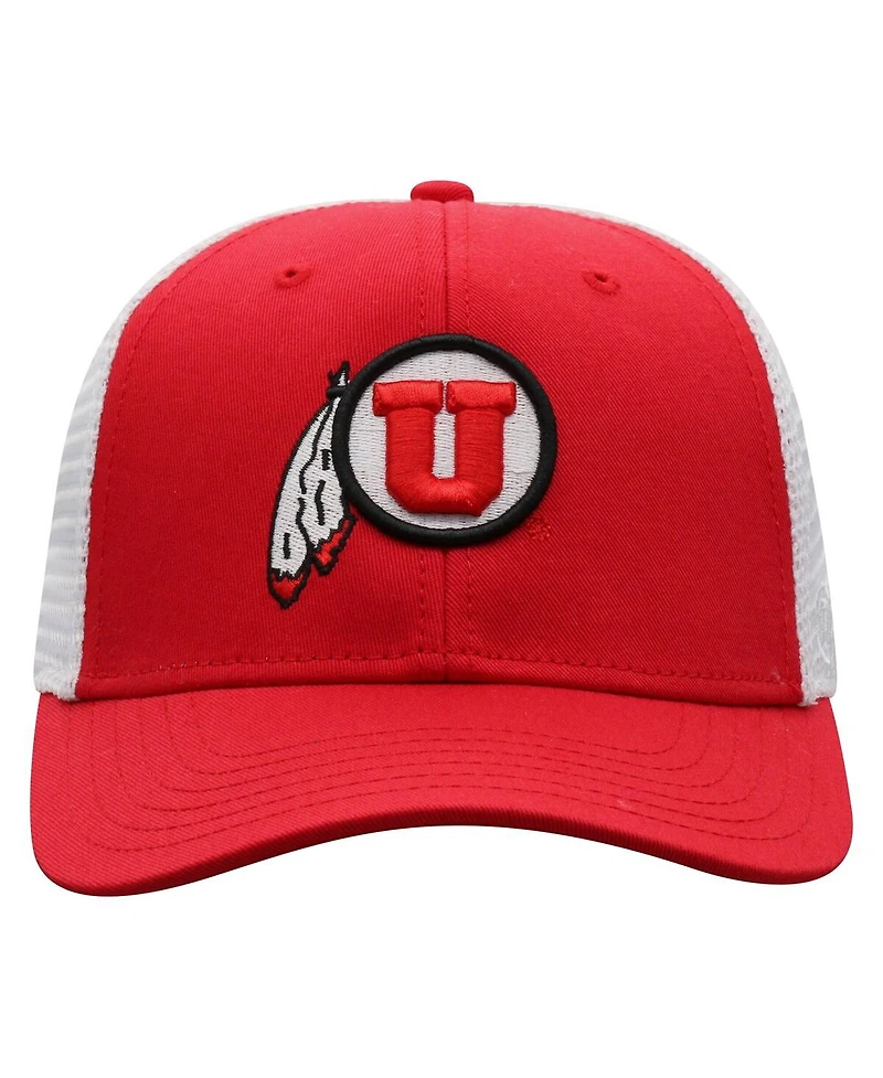 Top of the World Men's Red/White Utah Utes Victory Baseline Adjustable Trucker Hat