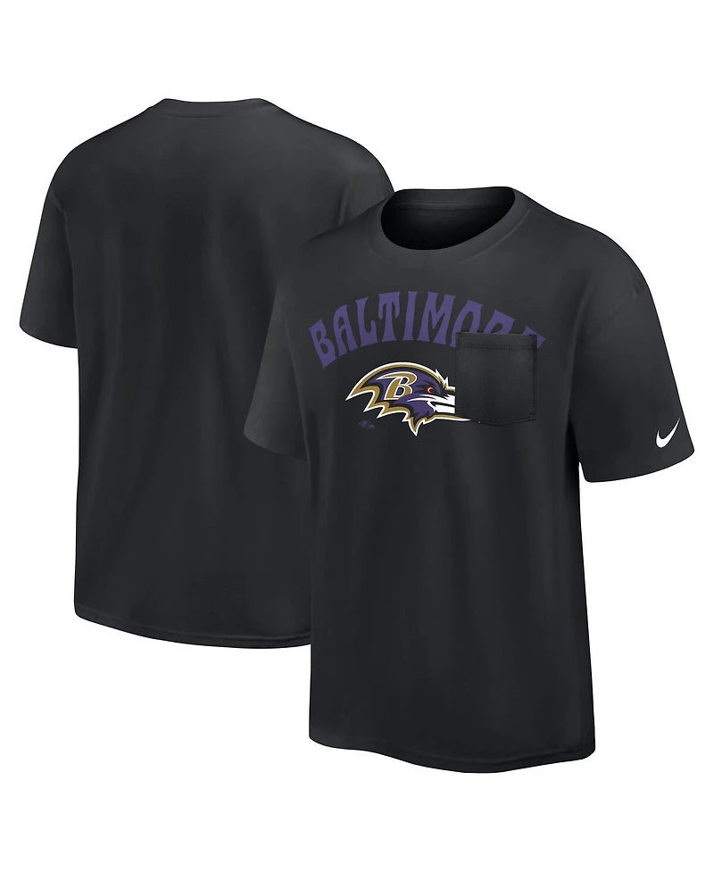 Nike Men's Black Baltimore Ravens Rewind Heavy Max 90 Pocket T-Shirt