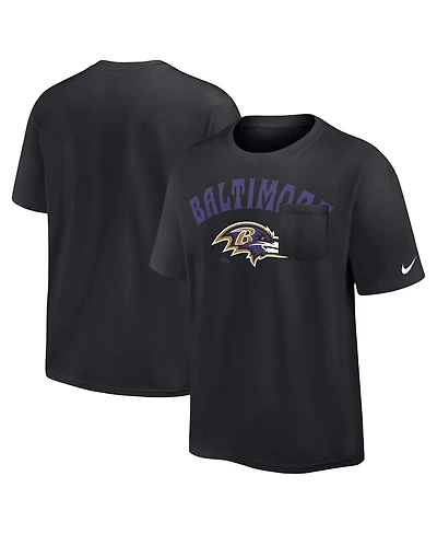 Nike Men's Black Baltimore Ravens Rewind Heavy Max 90 Pocket T-Shirt