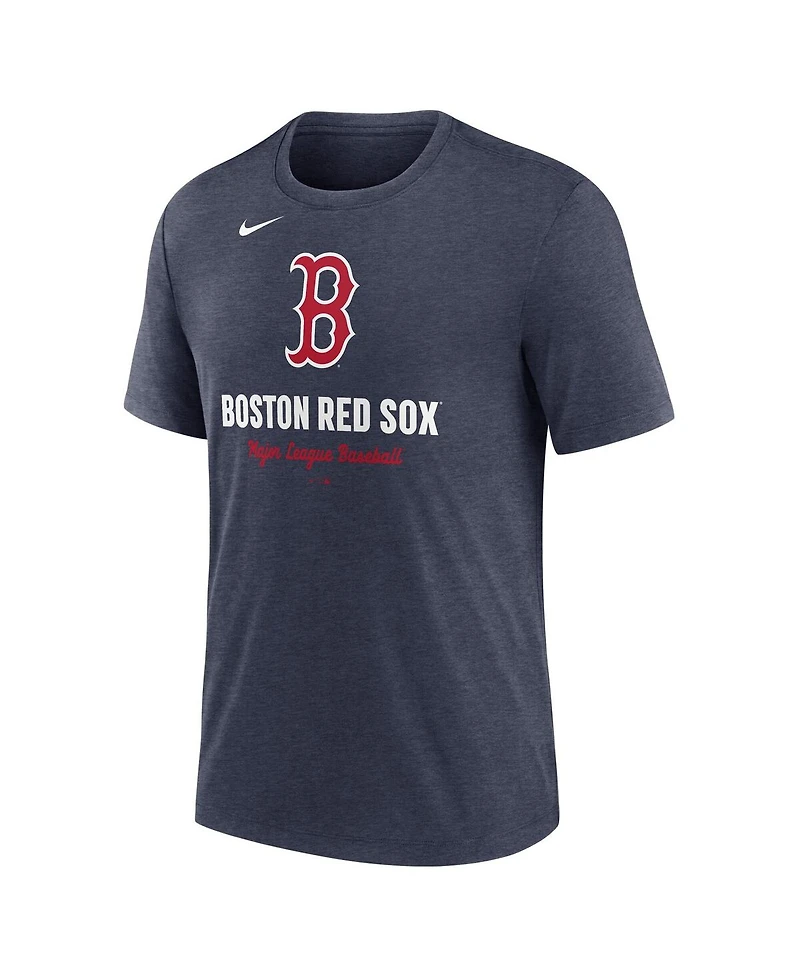 Nike Men's Heather Navy Boston Red Sox Logo Tri-Blend T-Shirt