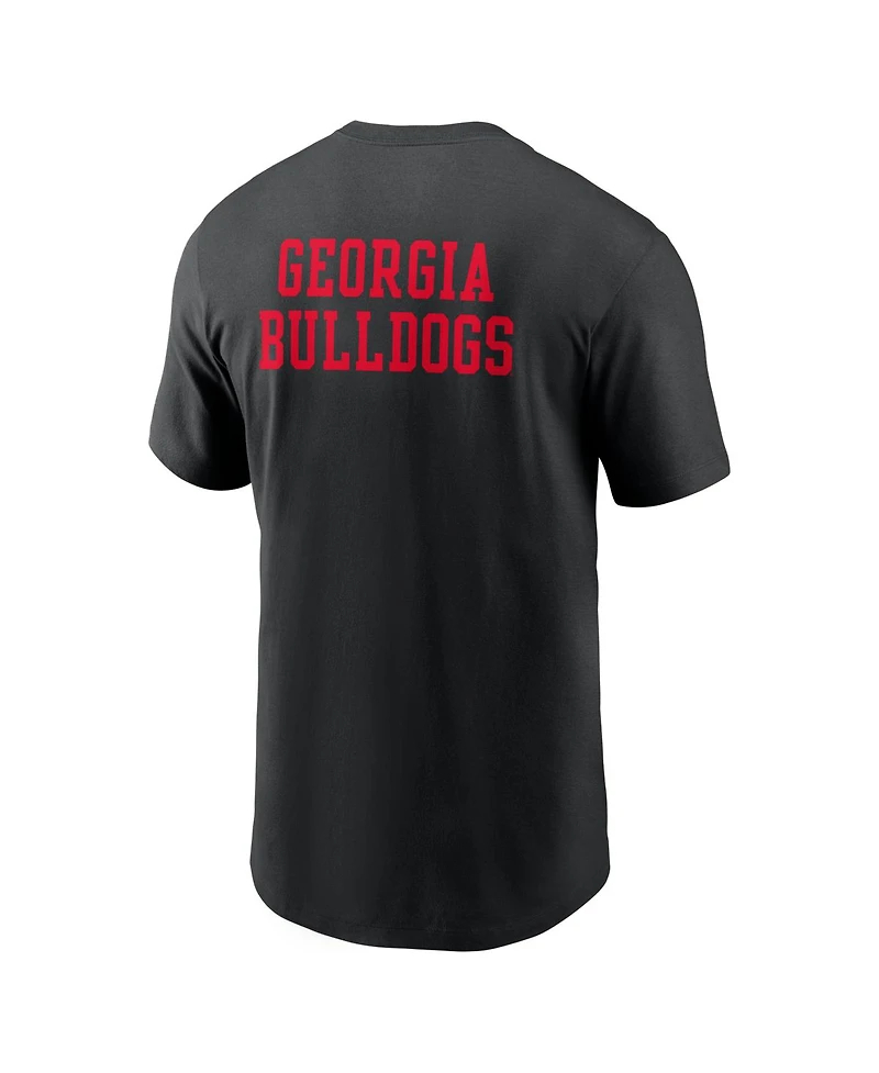Nike Men's Black Georgia Bulldogs 2-Hit Stacked T-Shirt