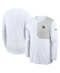 Nike Men's White Dallas Cowboys Sideline Coaches Uv Performance Long Sleeve T-Shirt