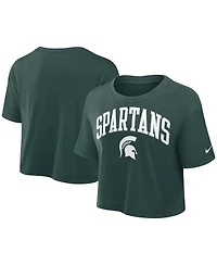 Nike Women's Green Michigan State Spartans Power Pursuit Athletic Prep Arch Performance Cropped T-Shirt