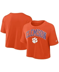 Nike Women's Orange Clemson Tigers Power Pursuit Athletic Prep Arch Performance Cropped T-Shirt
