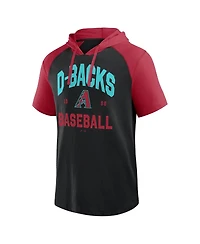 Fanatics Men's Black Arizona Diamondbacks Prime Raglan Short Sleeve Hoodie T-Shirt