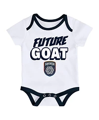 Outerstuff Newborn 3-Pack Navy/Heather Gray San Diego Fc Loyal Buddies Bodysuit Set