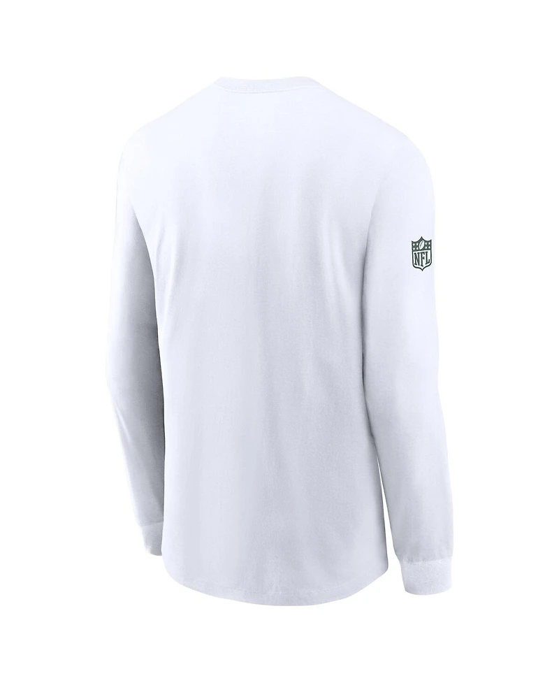 Nike Men's White Green Bay Packers Sideline Performance Long Sleeve T-Shirt