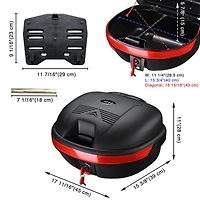 Ahr 30L Motorcycle Tour Tail Box Scooter Trunk Luggage Top Lock Storage Carrier Case