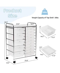 15 Drawers Rolling Storage Cart Organizer
