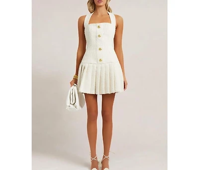 Heiress Beverly Hills Women's Tweed Flare Mini Dress