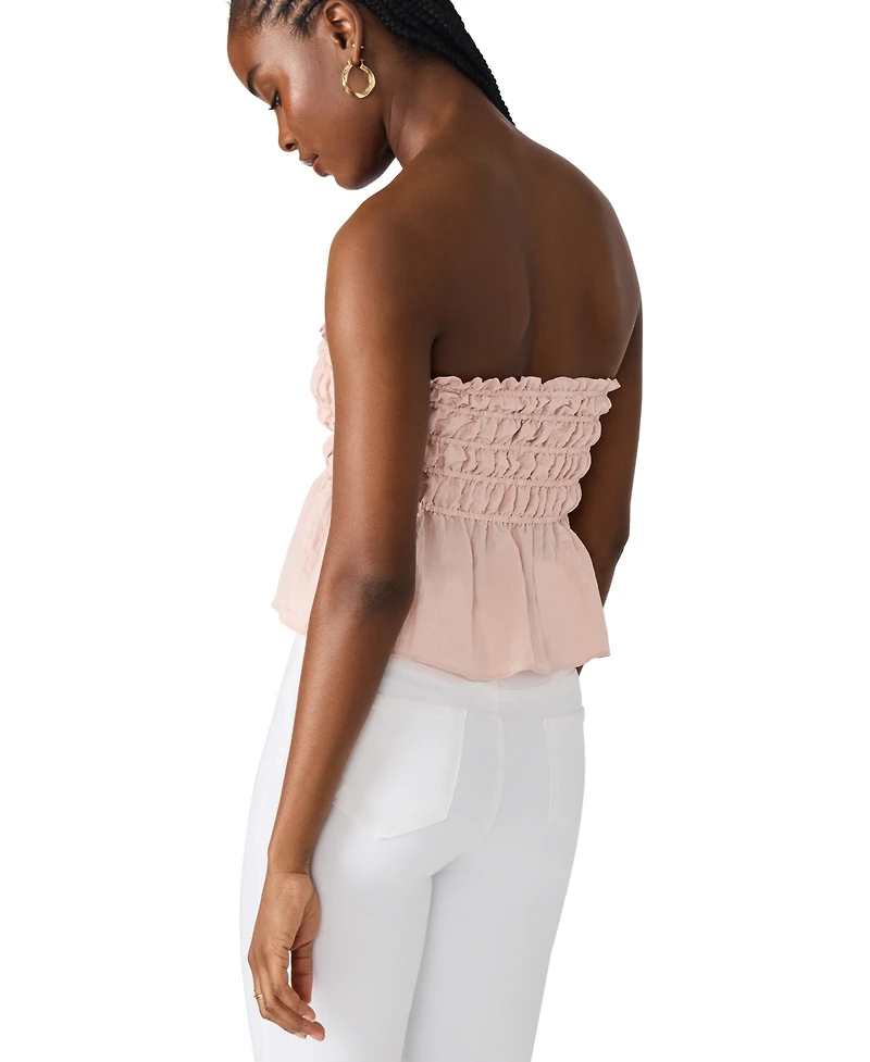 Steve Madden Women's Cambria Strapless Smocked Peplum Top