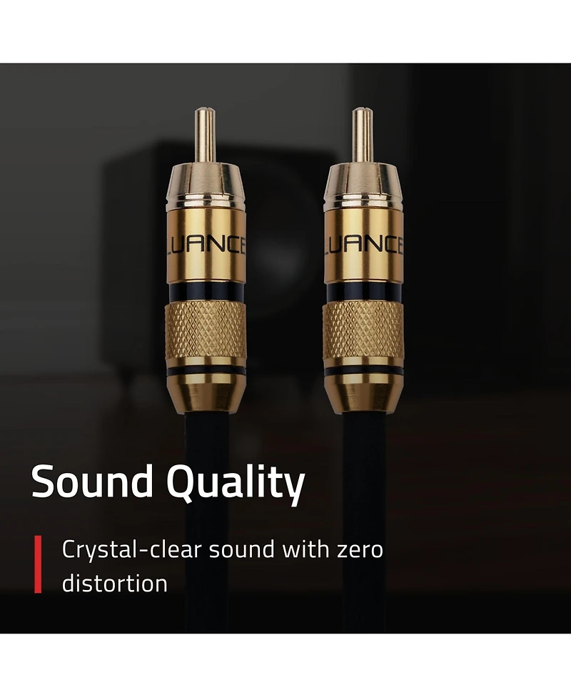 Fluance Premium Grade Subwoofer Cable with Gold-Plated Rca Connectors, High-performance Ofc cable with durable rubber insulator for Subwoofer, Home Th