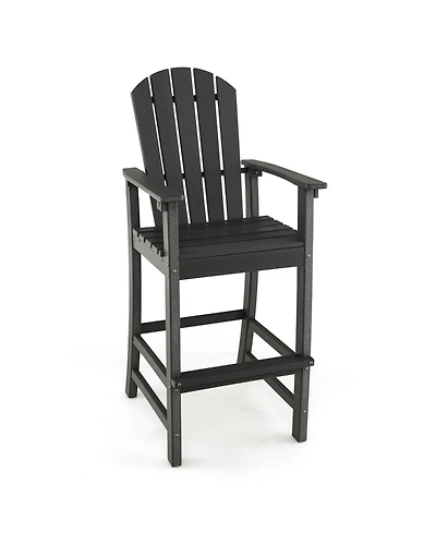 30 Inches Counter Height Outdoor Hdpe Bar Stool with Armrests and Footrest-Black