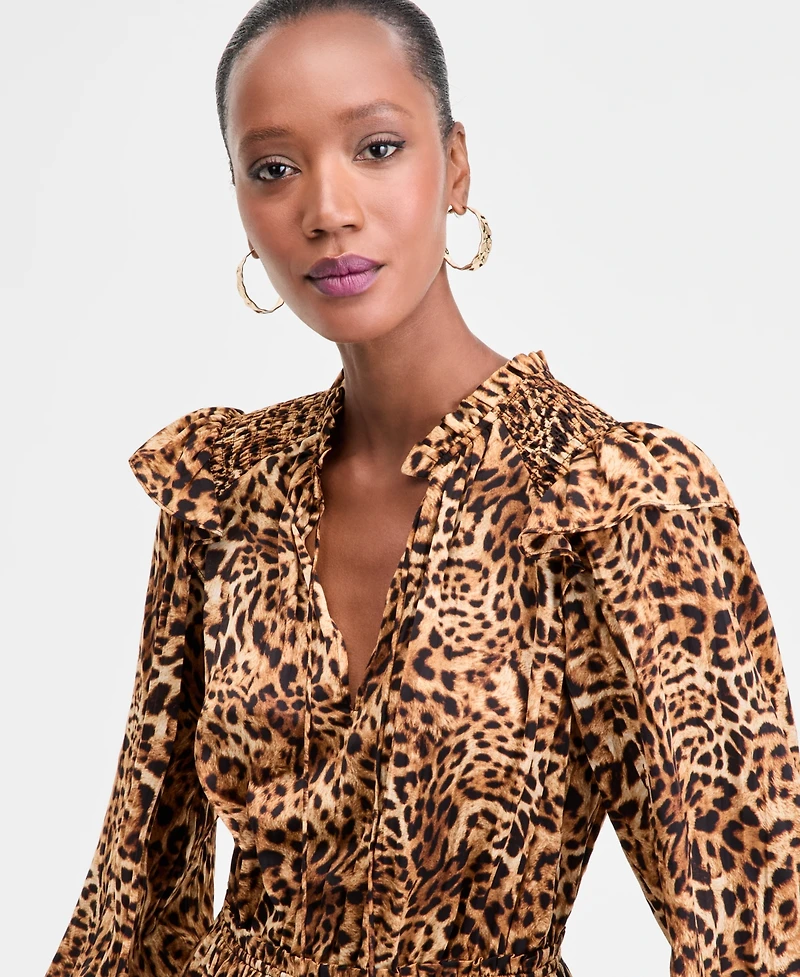 I.n.c. International Concepts Women's Animal-Print Volume-Sleeve Dress, Exclusively at Macy's