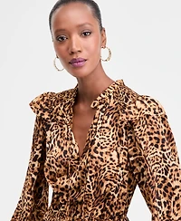 I.n.c. International Concepts Women's Animal-Print Volume-Sleeve Dress, Exclusively at Macy's